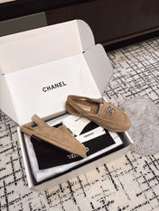 SLINGBACK LOAFER IN DARK BEIGE SUEDE AND SHEARLING