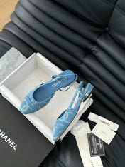 CC FLAT SLINGBACK IN LIGHT BLUE DENIM
