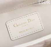 SMALL LADY D-JOY 22 WHITE LAMBSKIN GOLD HARDWARE