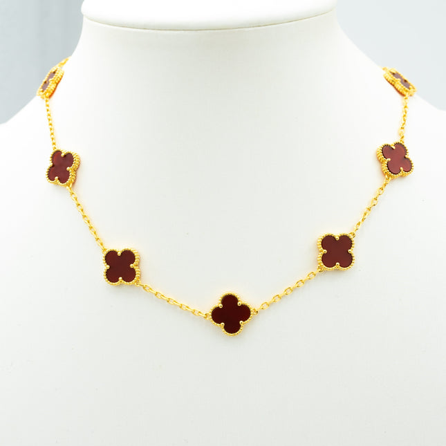 VINTAGE CARNELIAN NECKLACE 10 MOTIFS GOLD