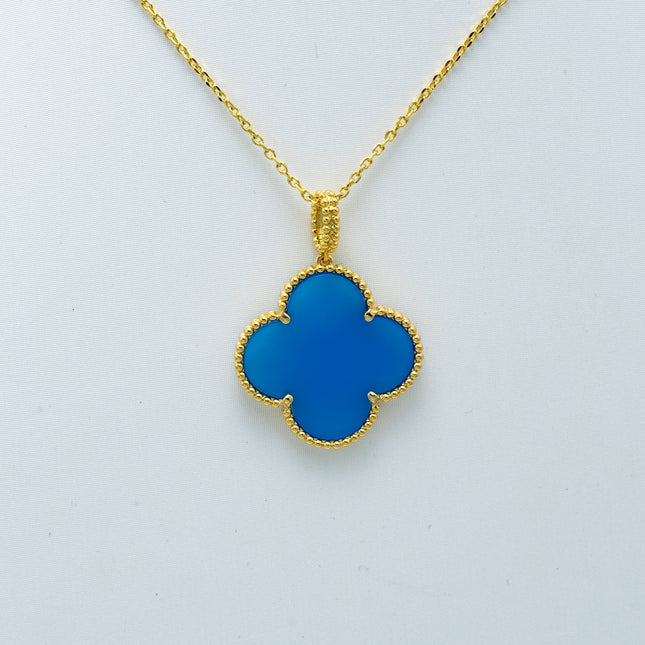 CLOVER GOLD TURQUOISE NECKLACE