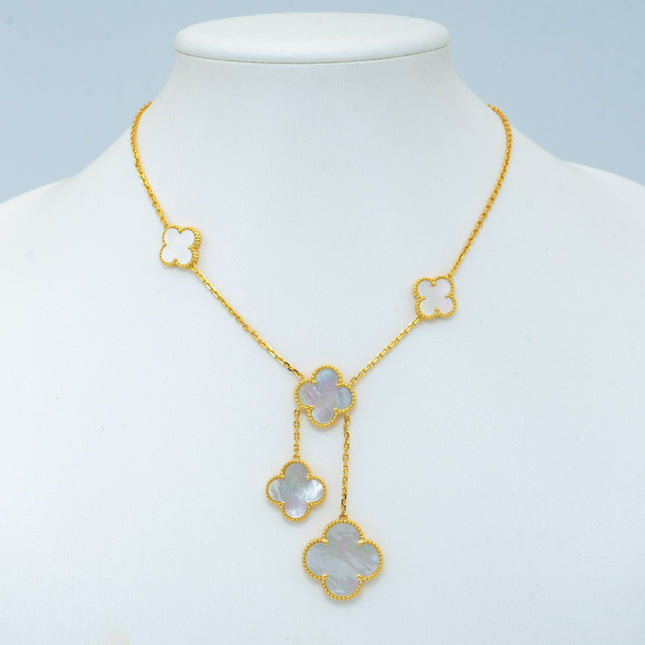 CLOVER GOLD MOP NECKLACE 6 MOTIF