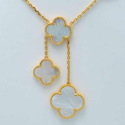 CLOVER GOLD MOP NECKLACE 6 MOTIF