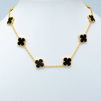 VINTAGE ONYX NECKLACE 10 MOTIFS GOLD