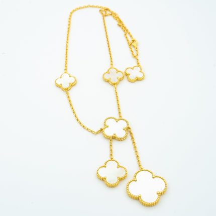 CLOVER GOLD MOP NECKLACE 6 MOTIF