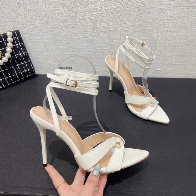 Crystal Bow Pointed Toe Heels - Wedding Sandals