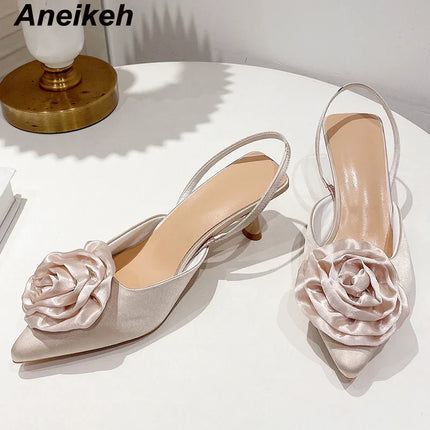 Aneikeh Floral Pointed Toe Stilettos - Elegant Pumps