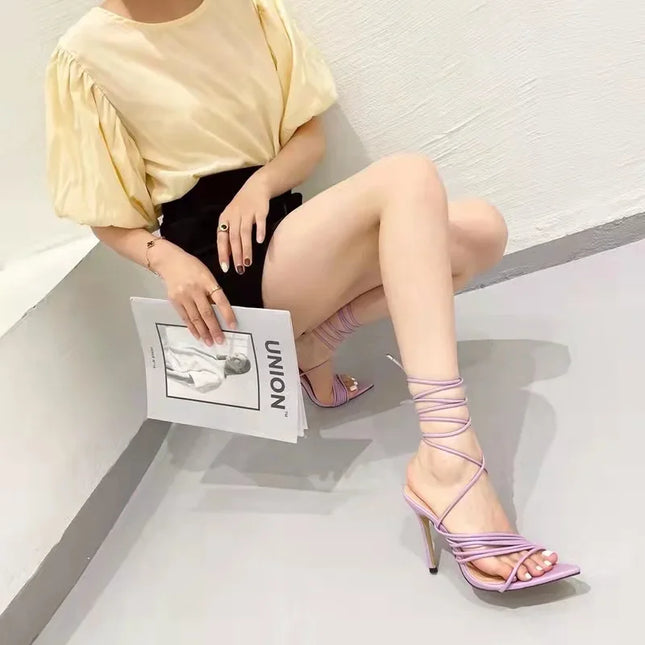 Cross Strap Open Toe High Heel Sandals