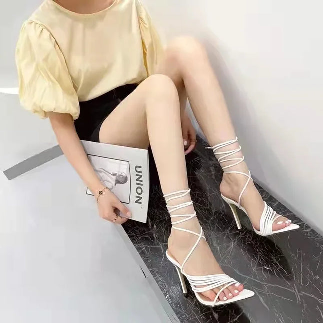 Cross Strap Open Toe High Heel Sandals