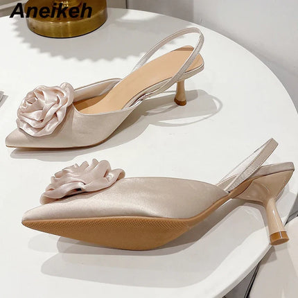 Aneikeh Floral Pointed Toe Stilettos - Elegant Pumps