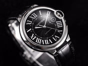 BALLON BLEU 42 BLACK DIAL LEATHER BRACELET