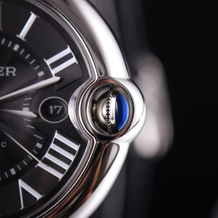 BALLON BLEU 42 BLACK DIAL LEATHER BRACELET