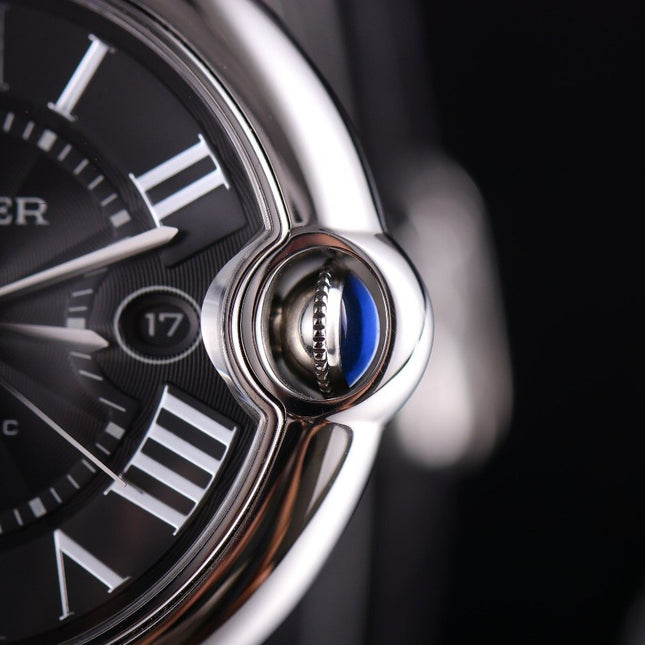 BALLON BLEU 42 BLACK DIAL LEATHER BRACELET