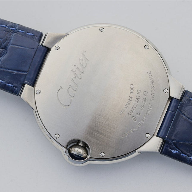 BALLON BLEU 42 BLUE DIAL LEATHER BRACELET