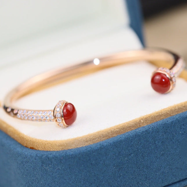 POSSESSION PINK GOLD CARNELIAN DIAMOND OPEN BRACELET