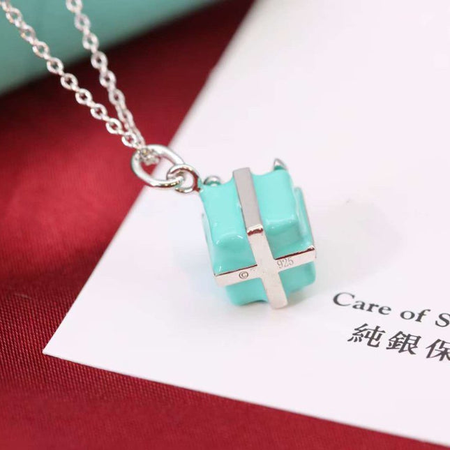 BLUE BOX CHARM NECKLACE