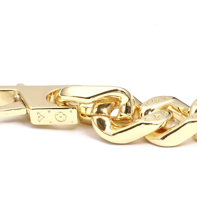 CHAIN LINKS MONOGRAM PATTERN BRACELET GOLD-COLOR HARDWARE