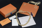 CHAIN LINKS MONOGRAM PATTERN NECKLACE GOLD-COLOR HARDWARE