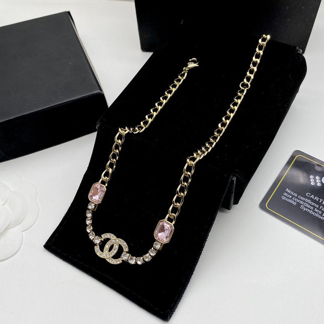 CC PINK NECKLACE GOLD DIAMOND