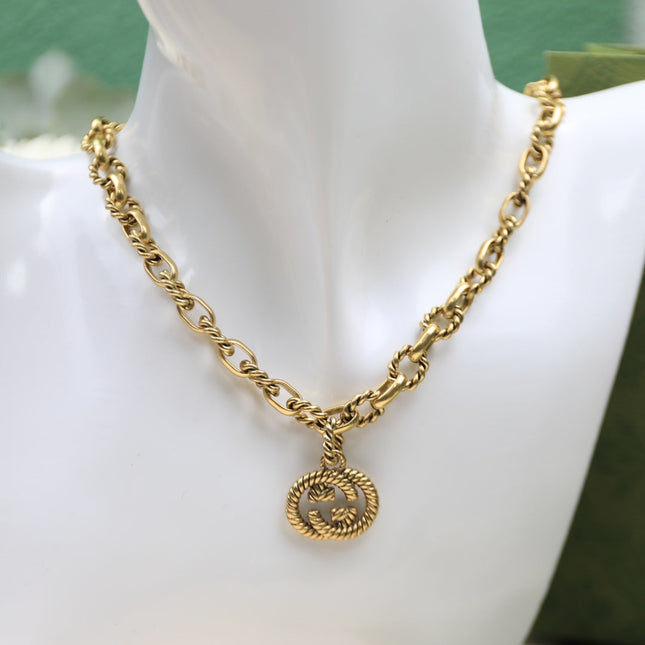 FANCY LINK CHAIN GOLD NECKLACE ALPHABET