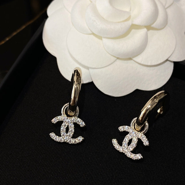 DOUBLE C GOLD DIAMOND EARRINGS