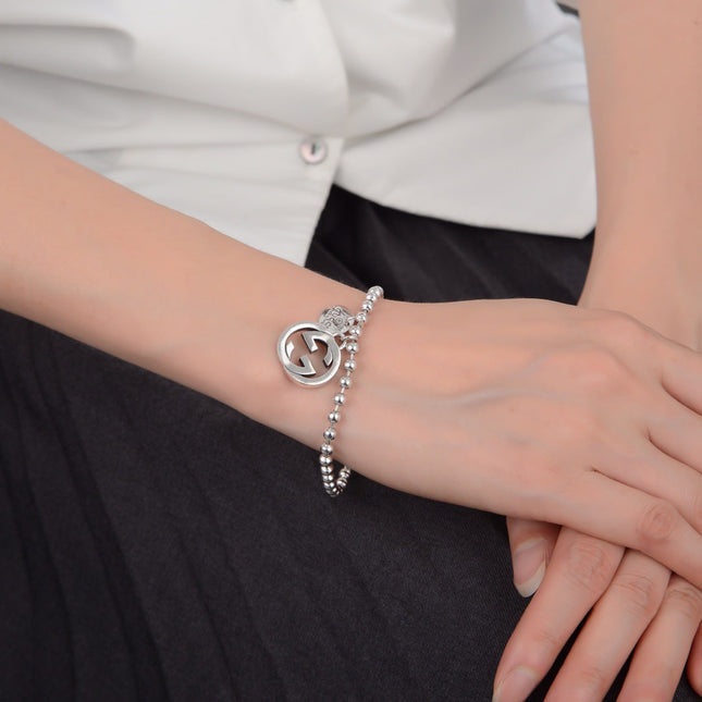 GG BOULE PLATED SILVER CHARM BRACELET