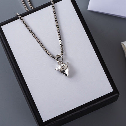 GG DOUBLE CLASSIC RETRO STERLING SILVER COW  NECKLACE