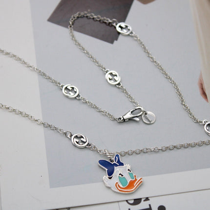 GG DONALD DUCK DOUBLE G STERLING SILVER NECKLACE