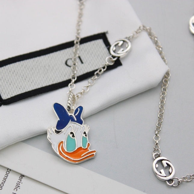 GG DONALD DUCK DOUBLE G STERLING SILVER NECKLACE