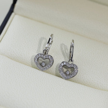 HAPPY HEART SILVER EARRINGS DIAMOND