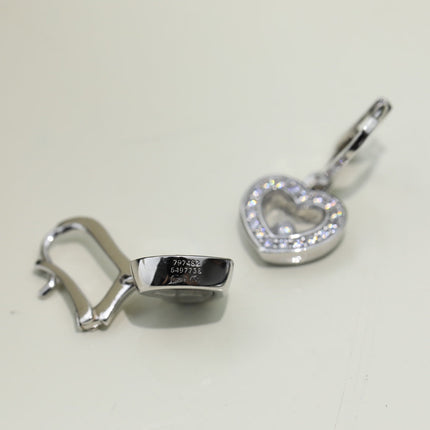 HAPPY HEART SILVER EARRINGS DIAMOND