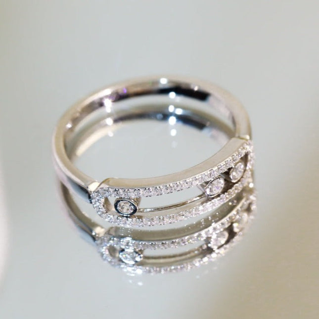 BABY MOVE PAVED SILVER DIAMOND RING