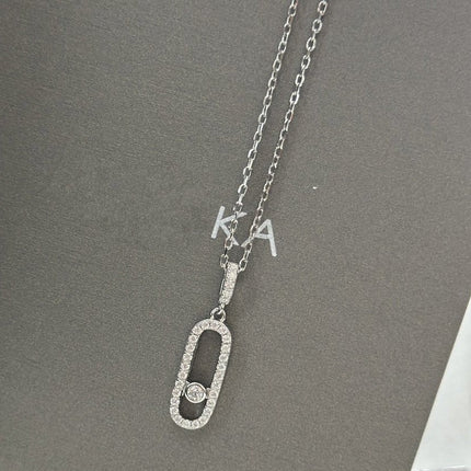 MOVE UNO LM SILVER DIAMOND PAVED NECKLACE