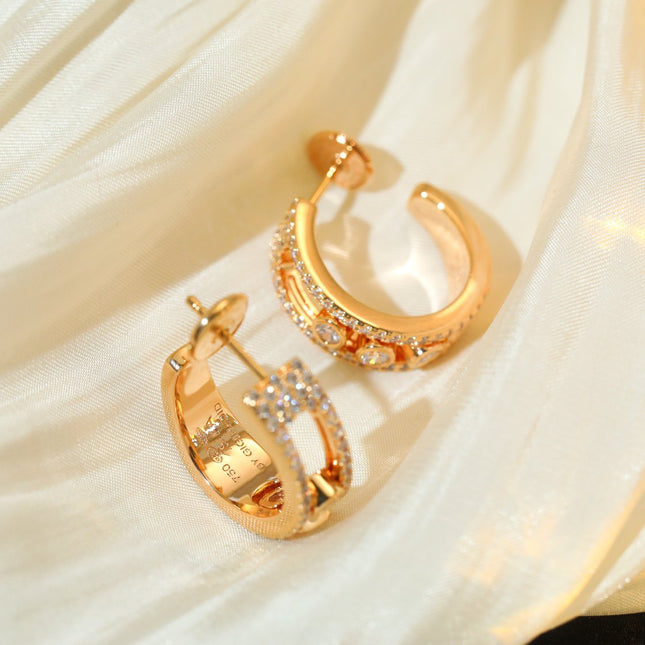 CREOLES MOVE PAVED PINK GOLD DIAMOND EARRINGS