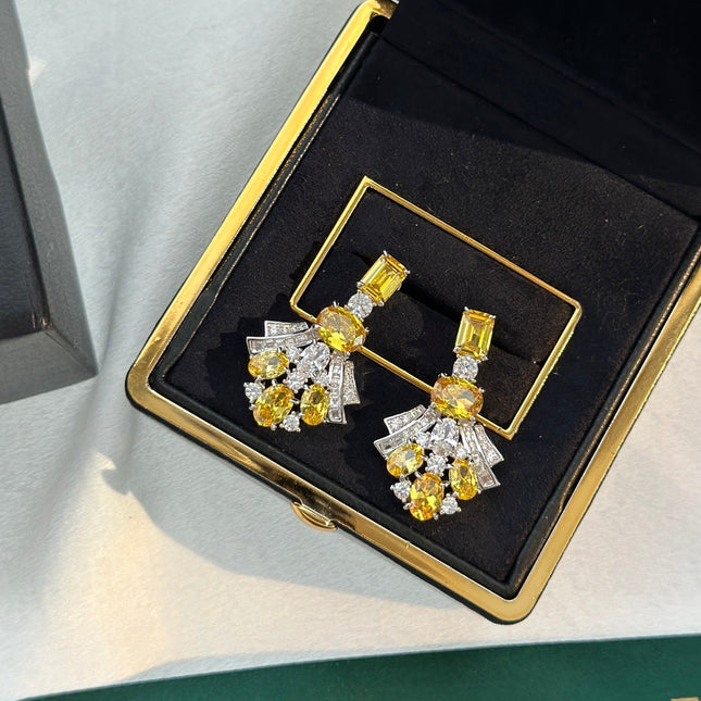 GRA SILVER YELLOW DIAMOND EARRINGS