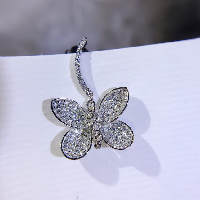 BUTTERFLY SILVER DIAMOND EARRINGS