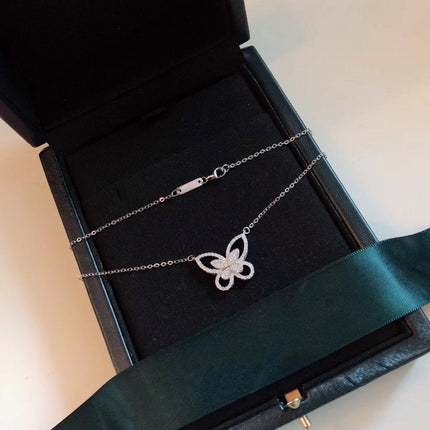 BUTTERFLY SILHOUETTE SILVER DIAMOND NECKLACE