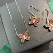 BUTTERFLY ORANGE DIAMOND PAVED NECKLACE
