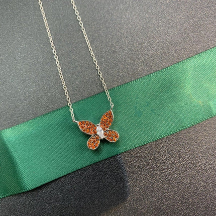 BUTTERFLY ORANGE DIAMOND PAVED NECKLACE