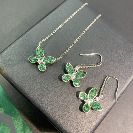 BUTTERFLY GREEN DIAMOND PAVED NECKLACE