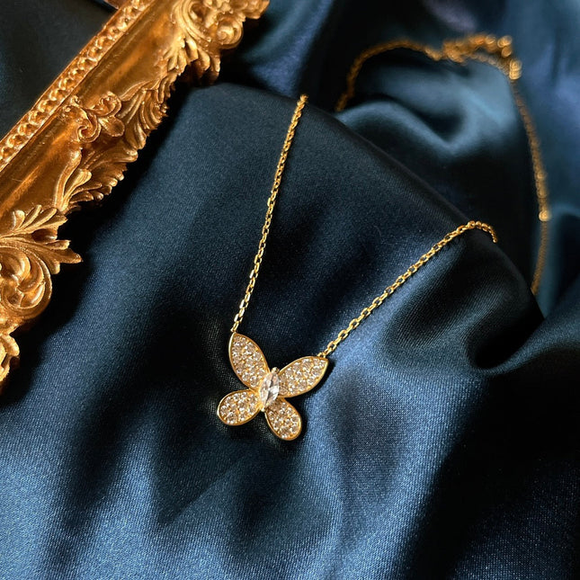 BUTTERFLY GOLD DIAMOND PAVED NECKLACE