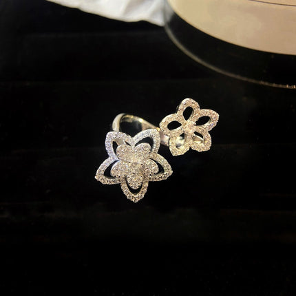 WILD FLOWER DOUBLE SILVER DIAMOND RING