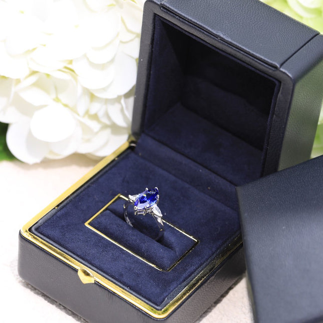 PROMISE MARQUISE CUT BLUE DIAMOND ENGAGEMENT RING