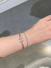 HM SILVER CHAINE D’ANCRE CLOSURE DIAMOND FINESSE BRACELET