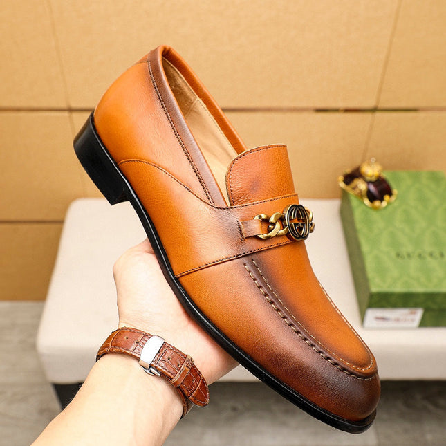 GG MEN'S BROWN LEATHER LOAFERS