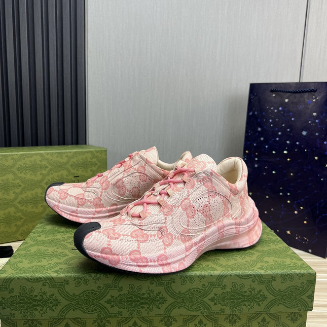 GG RUN PINK LEATHER SNEAKERS