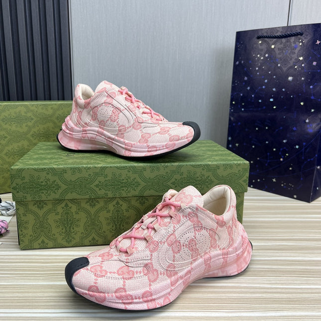 GG RUN PINK LEATHER SNEAKERS