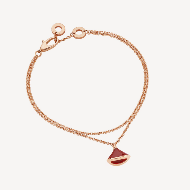 DREAM 1 MOTIF MOP PINK GOLD DOUBLE CHAIN BRACELET