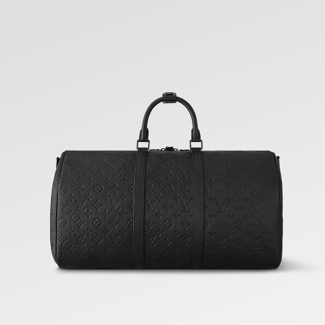 KEEPALL 50 BANDOULIERE BLACK EMPREINTE LEATHER