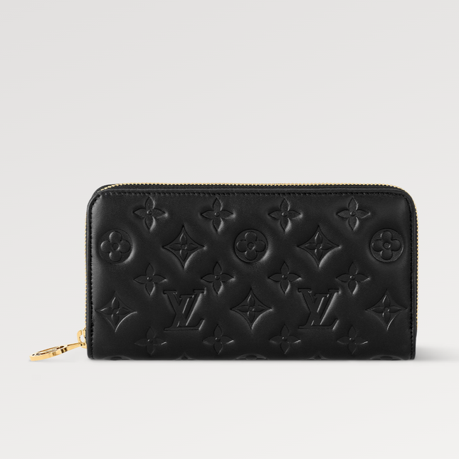 ZIPPY WALLET 19 BLACK EMBOSSED LAMBSKIN